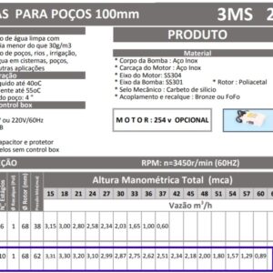 Bomba Submersa "Caneta" 3MS 2/10 FF 2F - 1/2cv Monofásico 220v - Imagem 2