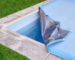 Garden,Pool,Is,Closed,With,A,Protective,Canvas,When,Autumn